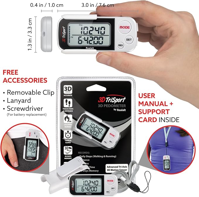 Realalt 3DTriSport 3D Walking Pedometer - Image 4
