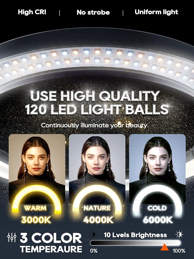Upgrade Ring Light Overhead Phone Mount, 12”Circle LED Desk Ring Light - Image 4
