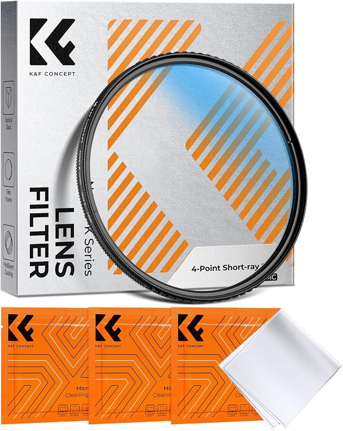 K&F CONCEPT 62mm Variable Short Line Star Lens Filter, Cross Screen Starburst by KFCONCEPT