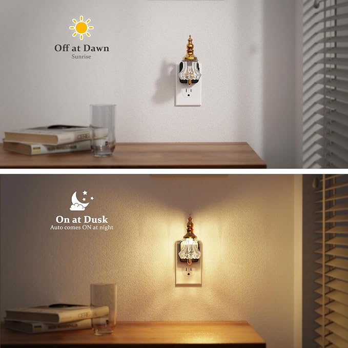 JandCase Night Light, Night Lights Plug into Wall, 2 Pack Glass Flower LED - Image 3