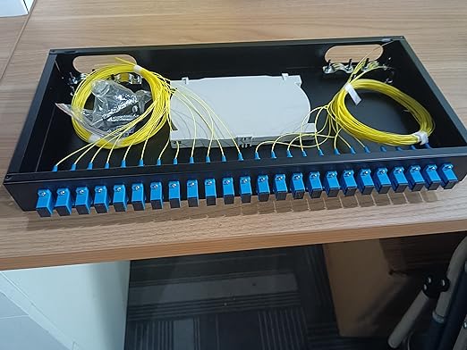 24 Port SC Rack Mount Enclosure Box + Splice Trays Fiber Cables Spool - Image 2