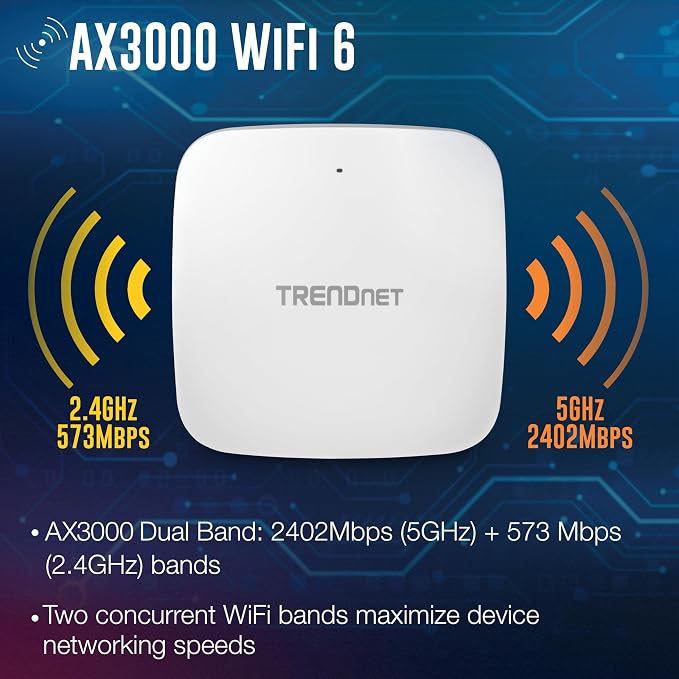 TRENDnet AX3000 Dual Band WiFi 6 PoE+ Access Point, TEW-923DAP, 1 x 2.5GBASE-T - Image 3