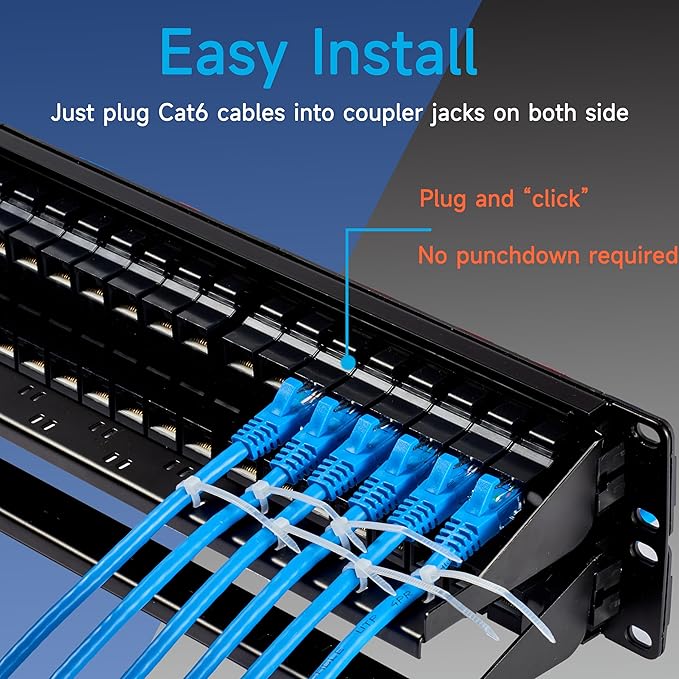 48 Port RJ45 Cat6 Patch Panel, 19 Inch, Easy Install & Repair, Rack Mountable - Image 3