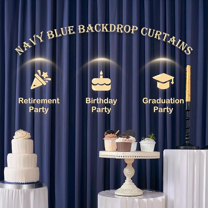 20ft x 12ft Wrinkle Free Navy Blue Backdrop Curtain - Image 5
