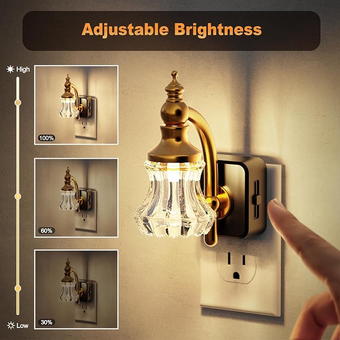 JandCase Night Light, Night Lights Plug into Wall, 2 Pack Glass Flower LED - Image 2