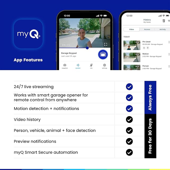 myQ Smart Garage Door Video Keypad + Rechargeable Battery, - Image 8