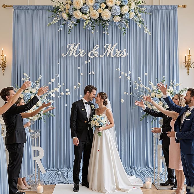 12ft x 10ft Dusty Blue Backdrop Curtains - Image 6