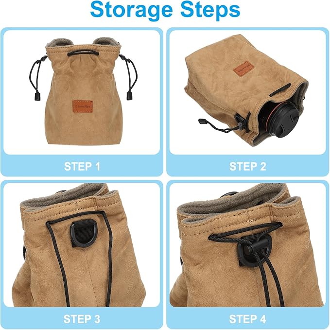 PATIKIL Camera Lens Pouch, M Size Drawstring Lens Case Flannel Camera Lens - Image 5