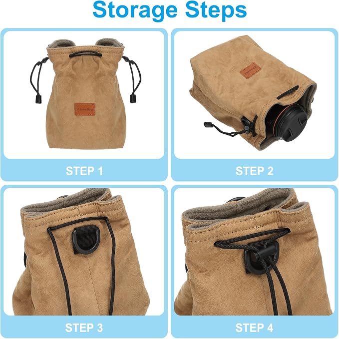 PATIKIL Camera Lens Pouch, M Size Drawstring Lens Case Flannel Camera Lens - Image 5