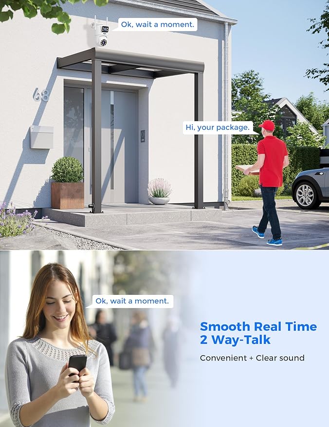 Hiseeu Wireless Security Camera, 5G/2.4G WiFi, Dual Lens View, Pan-Tilt- Zoom - Image 6
