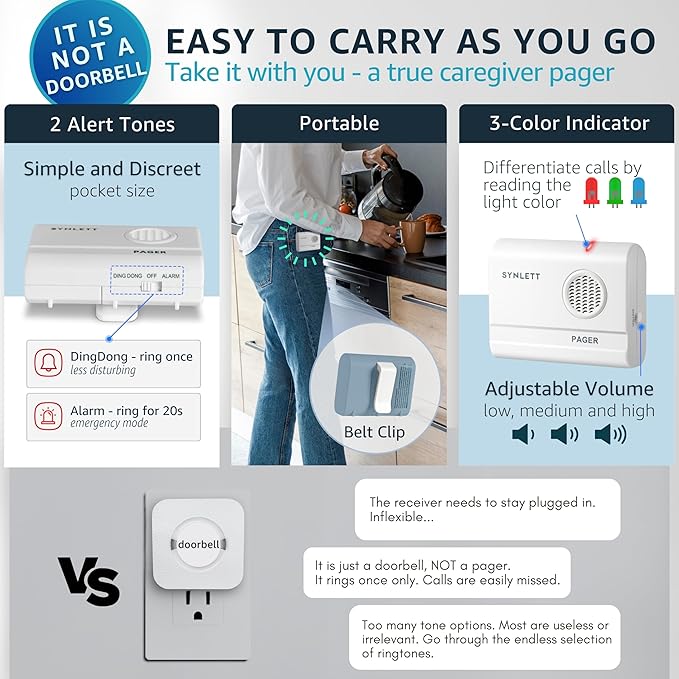 Caregiver Pager Call Button Wireless Call Bell Alert Buttons - Image 4