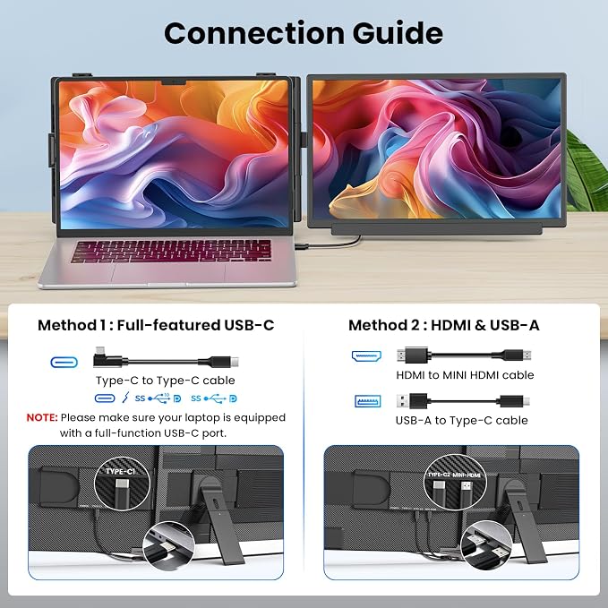Redalf 15.6" Laptop Screen Extender, FHD 1080P Portable Monitor, Detachable and - Image 7