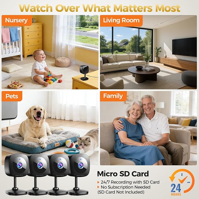 ZEEPORTE 2K Indoor Cameras for Home Security - Image 2