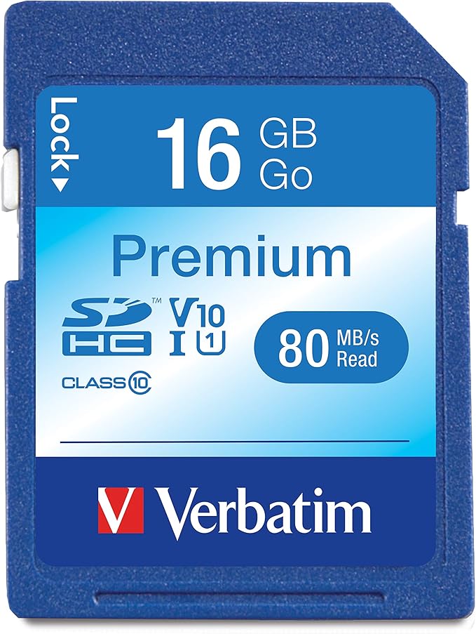 Verbatim 16GB Premium SDHC Memory Card, UHS-I V10 U1 Class 10 by Verbatim