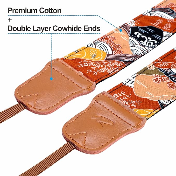 Padwa Lifestyle Japanese Art Style Brown Camera Strap - Image 2