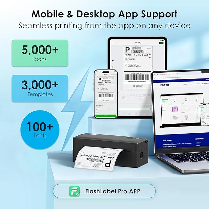 KNAON Shipping Thermal Label Printer, 4x6 Portable Label Printer, Support iPhone - Image 6