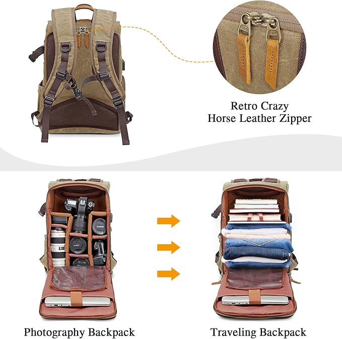 UBAYMAX Camera Backpack, DSLR SLR Waterproof Canvas Camera Bags Rucksack 15.6 - Image 5