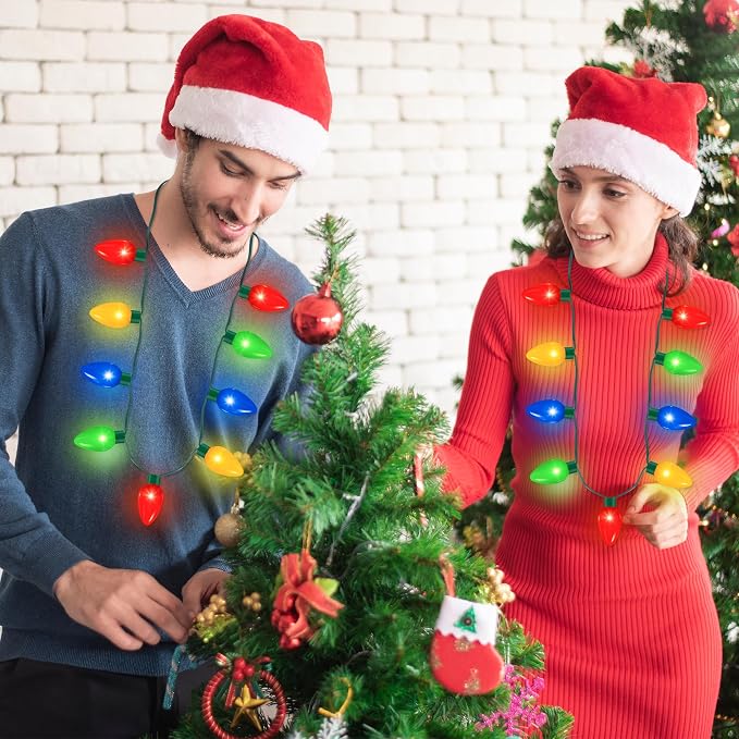 QZYL 2 Pack Christmas Light Necklace, Colorful Christmas Accessories, 9 LED - Image 5