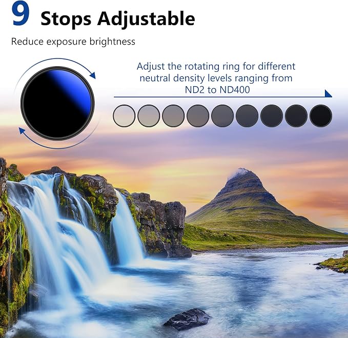 NEEWER 72mm Variable ND Filter ND2-ND400, Neutral Density Filter, Water and - Image 3