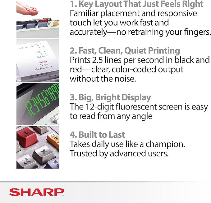 Sharp EL-1801V Ink Printing Calculator, 12-Digit LCD, AC Powered, Easy-to-Read - Image 2