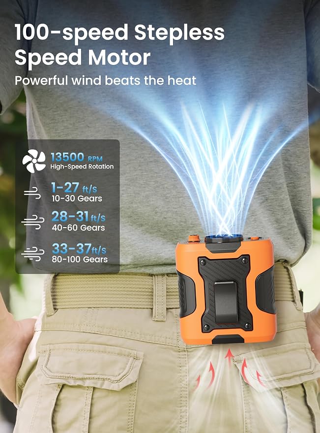Koonie Portable Waist Clip Fan, Wearable Belt Personal Device - Image 2