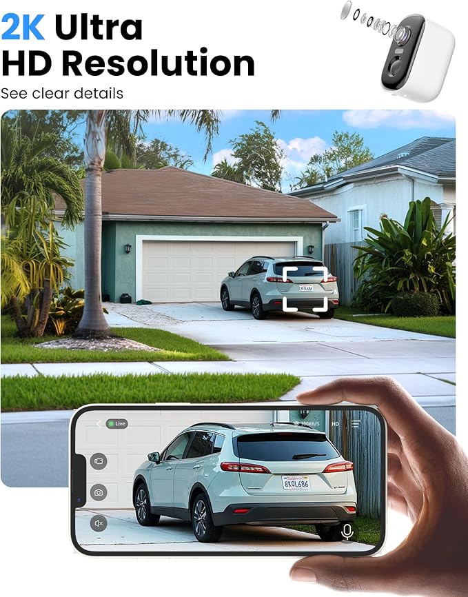 2K Security Cameras Wireless Outdoor, 2 Pack Battery Powered WiFi Cameras - Image 2