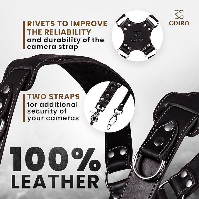 C Coiro Dual Camera Harness Shoulder Leather Camera Strap - Image 3
