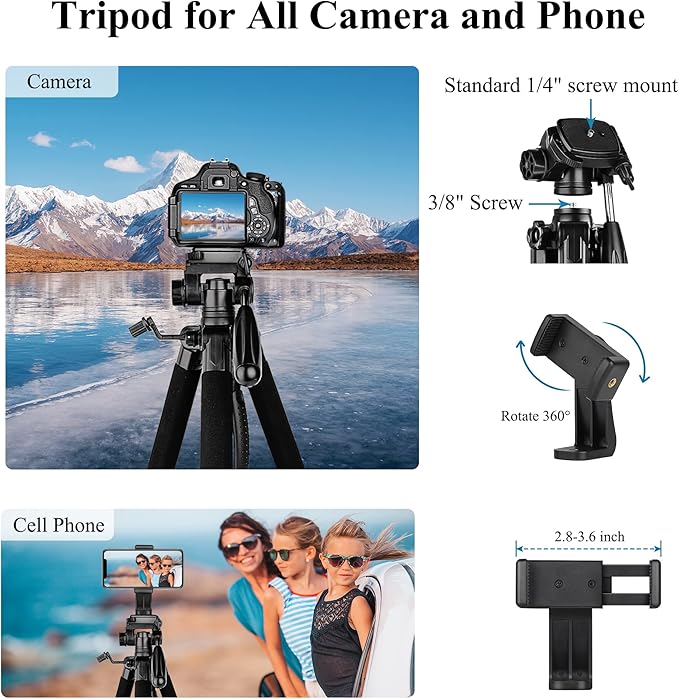 VICTIV 74” Camera Tripod, Tripod - Image 3