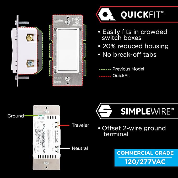 Enbrighten Add-On Switch QuickFit and SimpleWire, In-Wall Rocker Paddle - Image 2