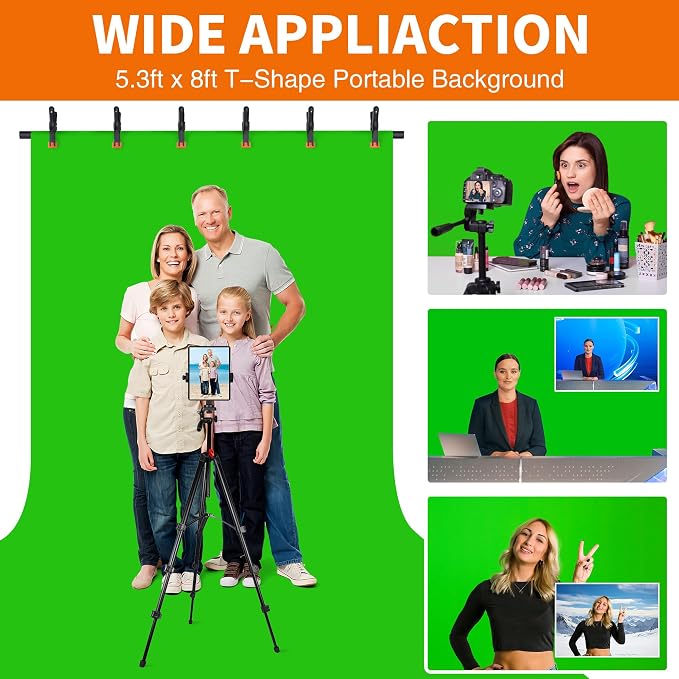 Forlogic Portable T-Shape Backdrop Stand Support Kit 8x7.2ft, Adjustable Photo - Image 9