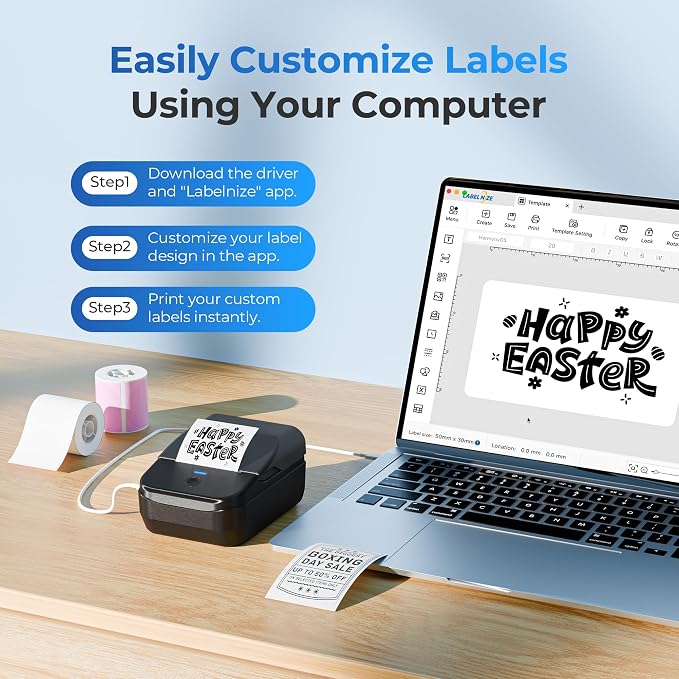 PM240 Label Maker Machine with 3 Tapes, Set 1 - Image 9