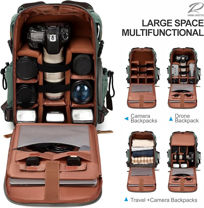 Padwa Lifestyle Green Camera Backpack - Image 3