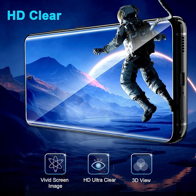 3 Pack Galaxy S21 Ultra Screen Protector, HD Clear Tempered Glass, Fingerprint - Image 6