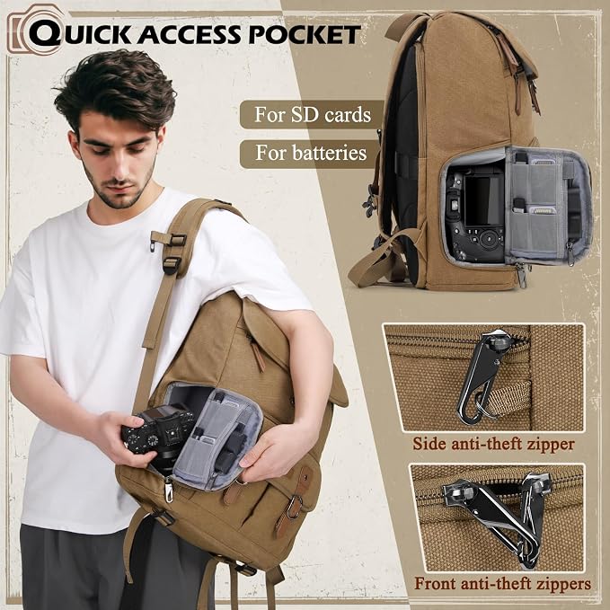 RAINSMORE Camera Bag Backpack for DSLR/SLR Mirrorless 15.6 Inch Laptop Camera - Image 4