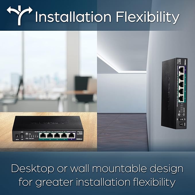 TRENDnet 5-Port Unmanaged 2.5G PoE+ Switch, Compact Desktop Design, Metal - Image 5