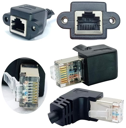 Cat 6 Ethernet Cable 90 Degree Down Angle RJ45 Male to Female Shielded Ethernet - Image 3