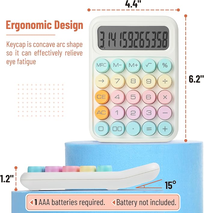 Mr. Pen- Mechanical Switch Calculator, 12 Digit Large LCD Display, Colorful - Image 2