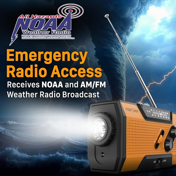 FosPower NOAA Emergency Weather Radio A1 7400mWh Portable Power Bank, - Image 2