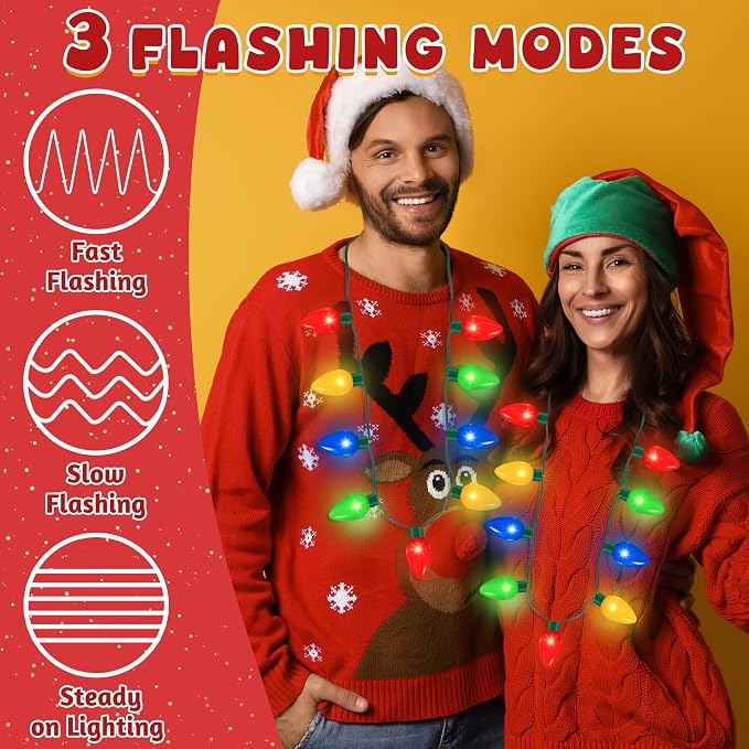 QZYL 100 Pack Christmas Light Necklace, 40 In Colorful Christmas Necklaces - Image 3