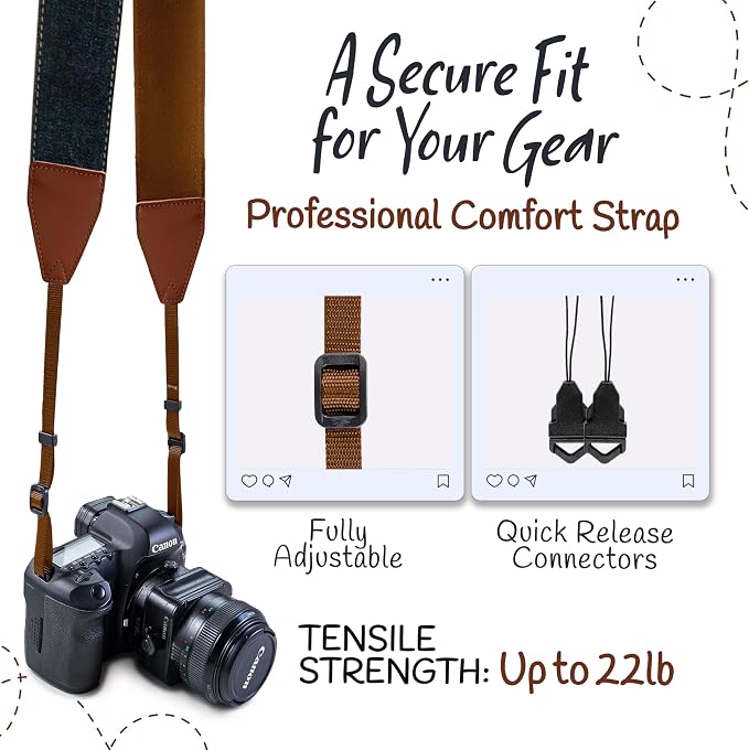 Art Tribute Camera Strap, Vintage Embroidered Neck Shoulder & Crossbody Camera - Image 4