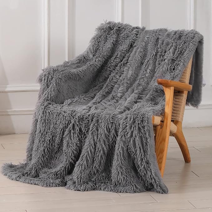 Tuddrom Decorative Extra Soft Faux Fur Throw Blanket 50"x60", Solid Lightweight by Tuddrom