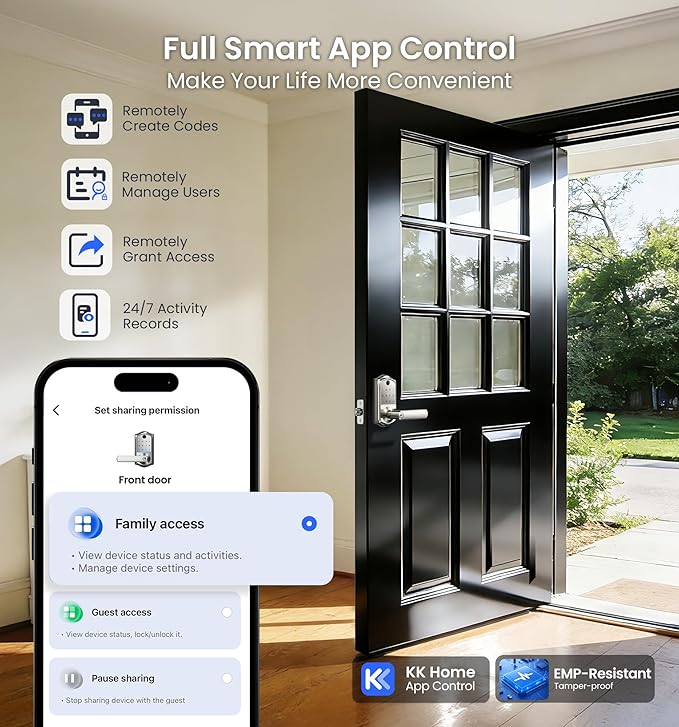 Veise VE019 Fingerprint Smart Lever Lock, App Control, Keyless Entry Door Lock - Image 2