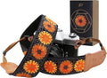 Padwa Lifestyle Hollow Crochet Orange Daisy Camera Strap by PadwaLifestyleCameraStrap