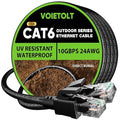 Cat 6 Outdoor Ethernet Cable 100 ft, 24AWG 10Gbps Cat6 Cable Cord Waterproof by EthernetCable