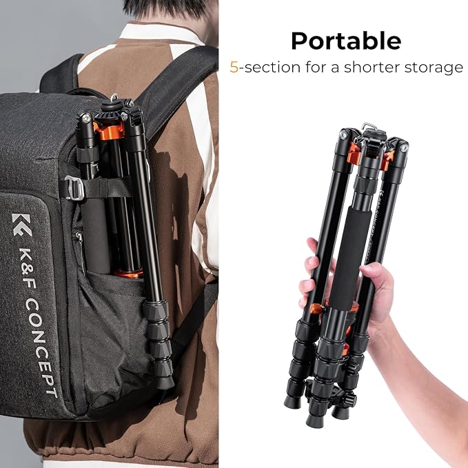 K&F Concept 67 inch Camera Tripod Horizontal Aluminum Tripods Portable Monopod - Image 4