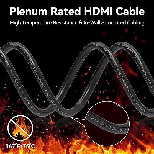 100Ft Plenum Rated HDMI Cable, 8K 48Gbps Fiber Optic Ultra High Speed Long HDMI - Image 2