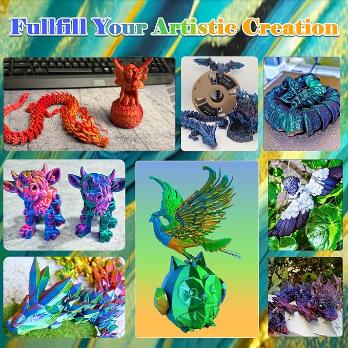 LOVOON PLA 3D Printing Filament 1.75MM Silk tricolors, Color Change by Angle - Image 5