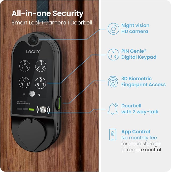 Lockly Vision Smart Lock with HD Video Doorbell, Fingerprint Door Lock - Image 3