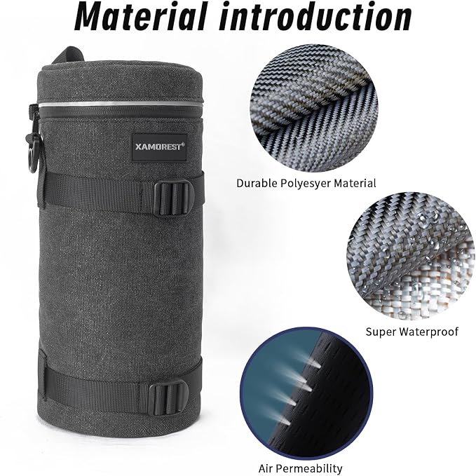 Camera Lens Case Bag for Photographyers, Zipper Waterproof Lens Protective - Image 3