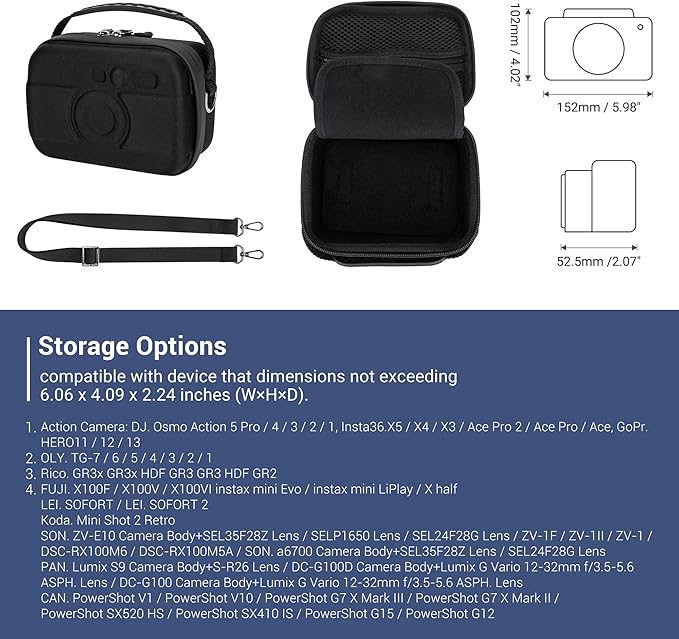 JJC Carrying Case for DJI Osmo 360 Action 6/5 Pro/4/3, Gopro Hero 13/12/11/10 - Image 3